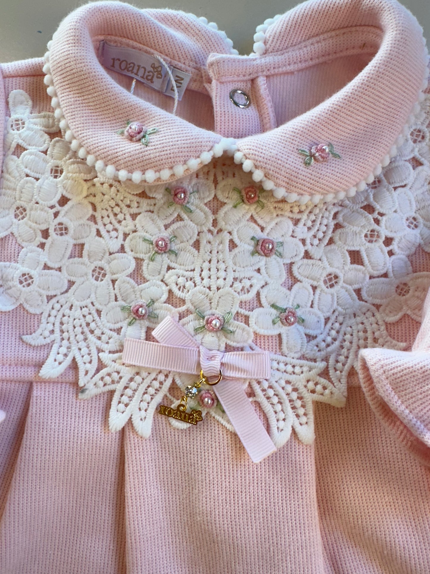 Saída de Maternidade de Algodão Luxo Rosa - Roana