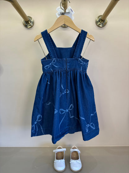 Vestido Infantil Jeans Laços Rodado - Luluzinha
