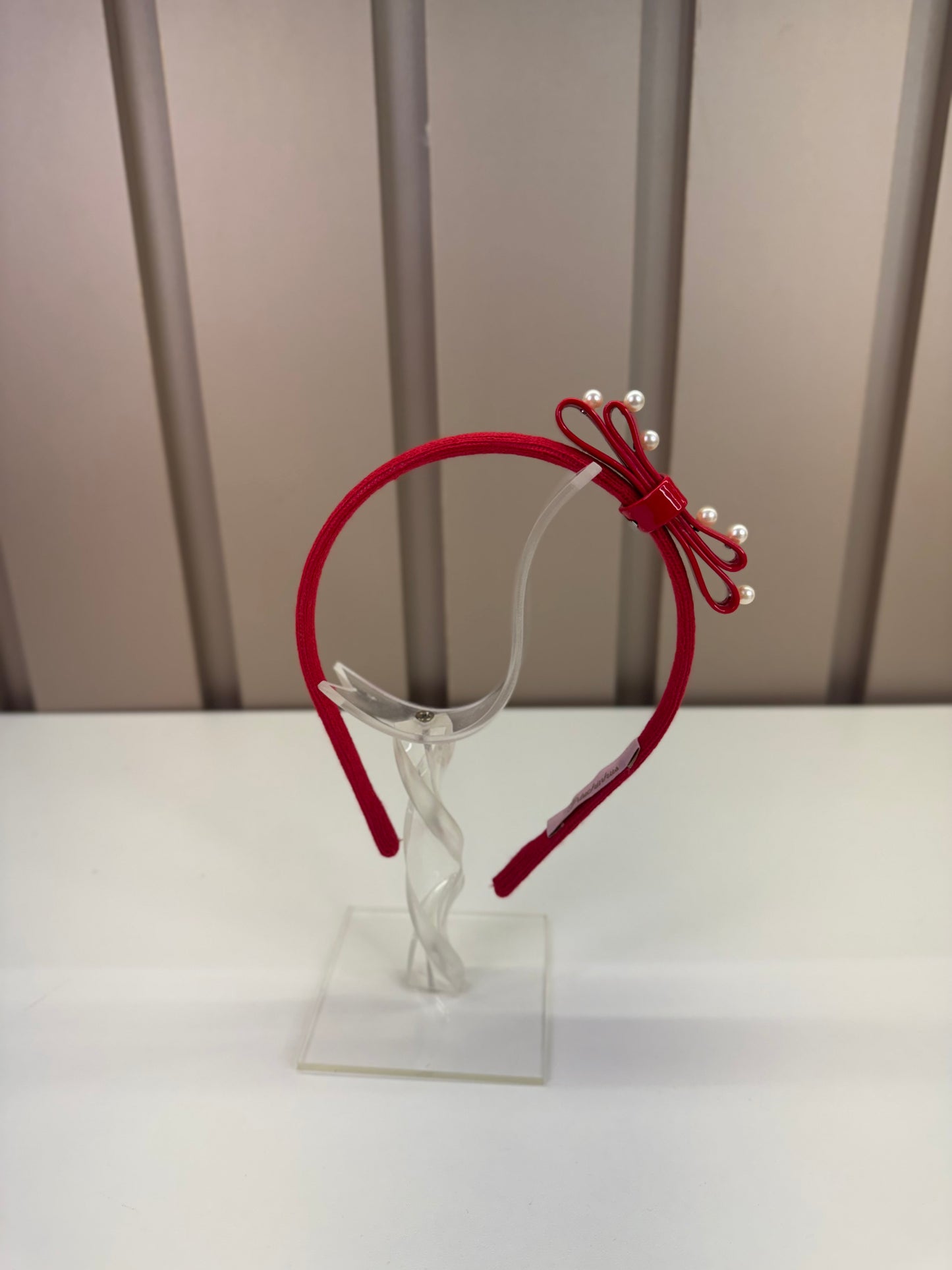 Arquinho Infantil Laço Pérolas Vermelho - Pituchinhus
