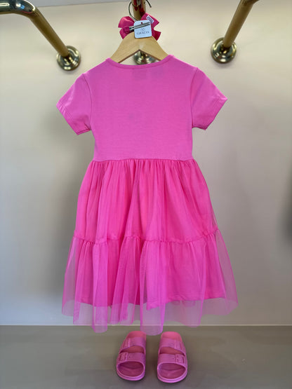 Vestido Infantil Hello Kitty Tule Rosa Cherry - Momi