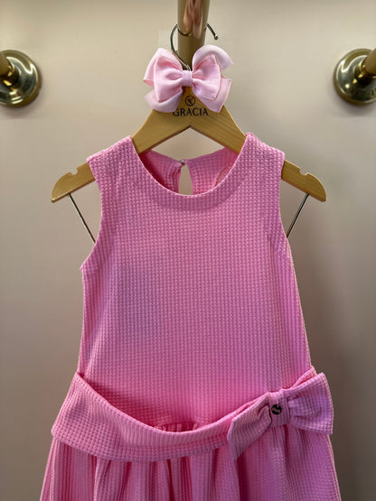 Vestido Infantil Jumper Detalhe Pala e Laço Rosa - Beabá