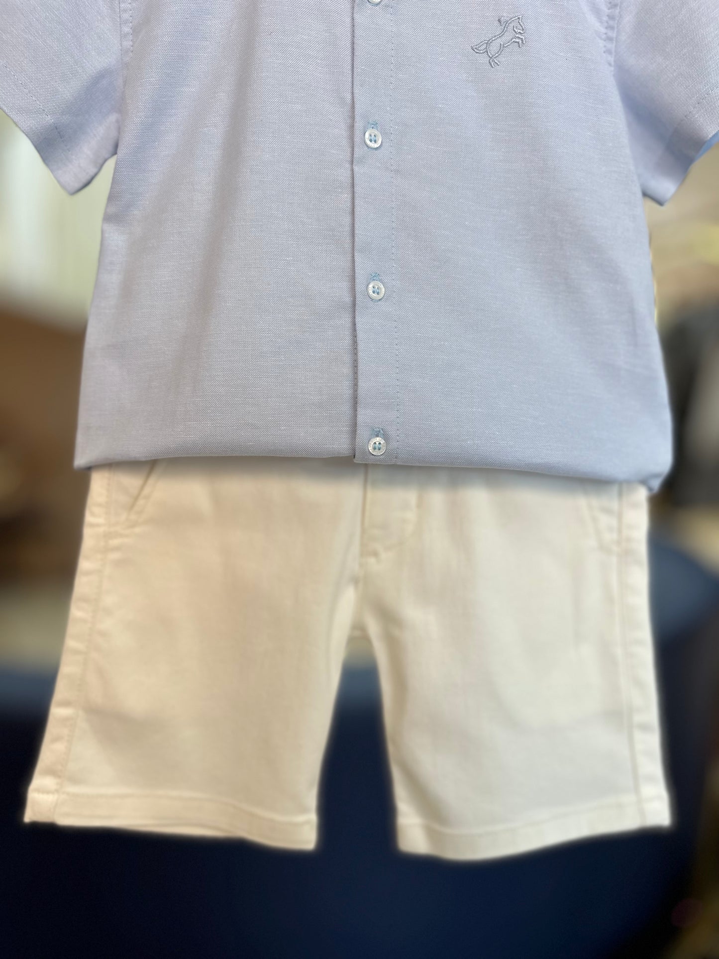 Camisa Infantil MC Oxfordine Azul - Dame