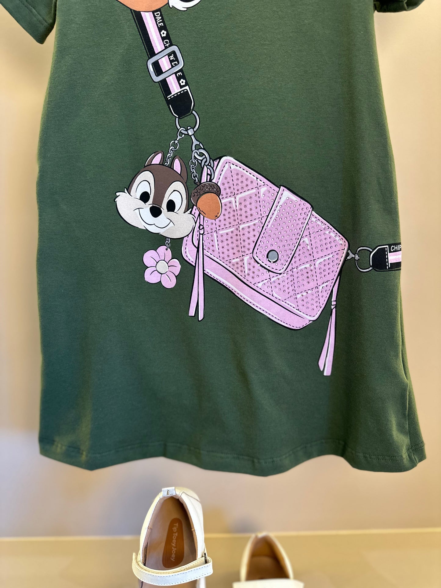 Vestido Infantil Trapézio MC Tico e Teco Verde Musgo - Momi