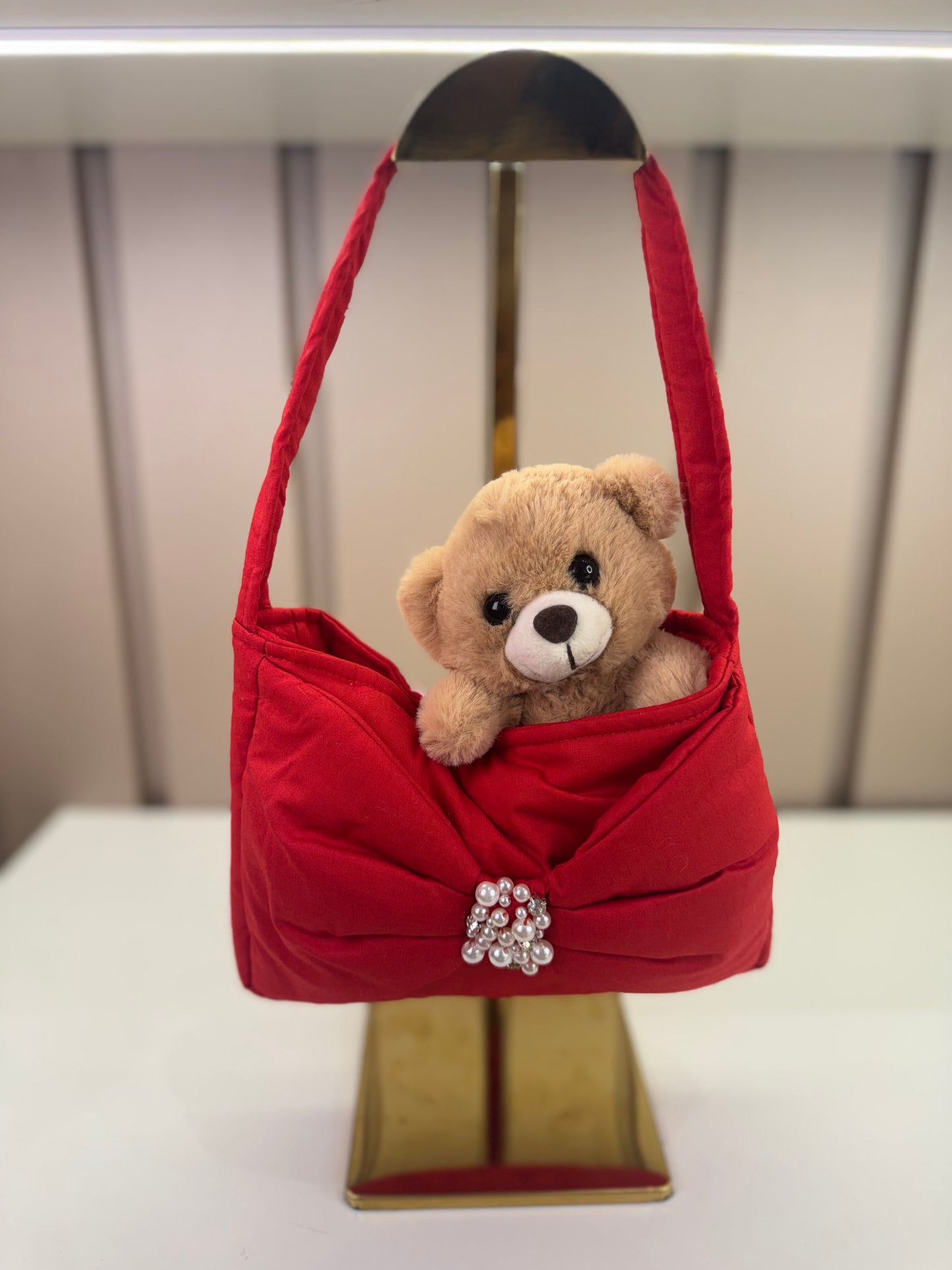 Bolsa Infantil Laço Puffer Pérolas Bordadas - Pituchinhus