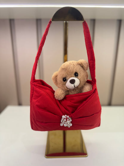 Bolsa Infantil Laço Puffer Pérolas Bordadas - Pituchinhus