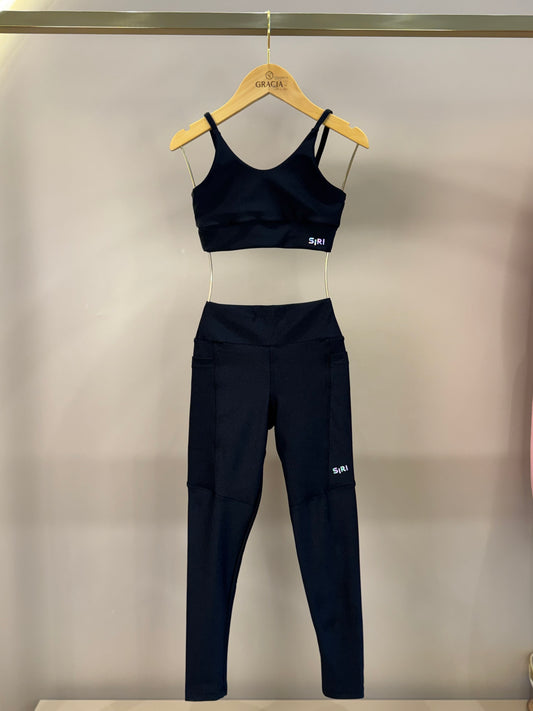Conjunto Infantil Top Sara Trilobal Basico Preto e Legging Fuseau Soraia Trilobal Básica Preta - Siri Sport