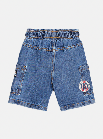 Conjunto Infantil Casaco Gola Polo e Bermuda Jeans Patchs Marvel - Youccie