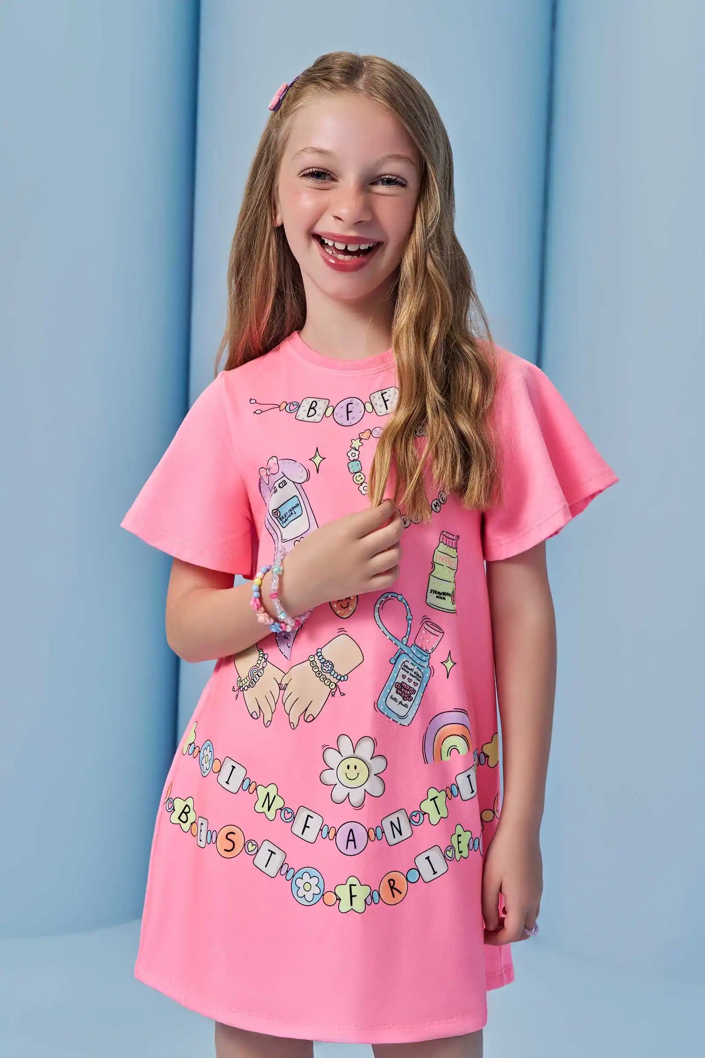 Vestido infantil Best Friend Pulseiras - Infanti
