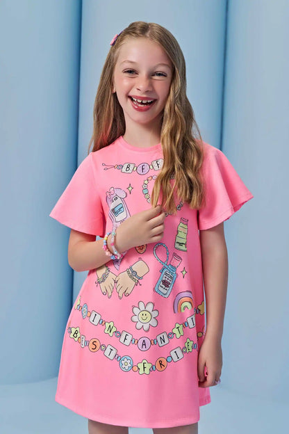 Vestido infantil Best Friend Pulseiras - Infanti
