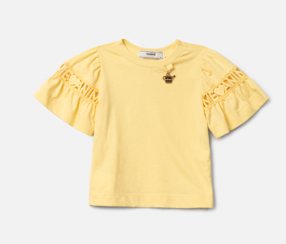 Blusa Infantil Mangas Curtas Pingente Amarelo - Animê
