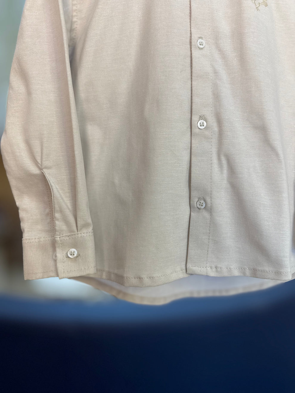 Conjunto Infantil Camisa Social Oxford Bege e Calça Social Sarja Flex Preta - Dame