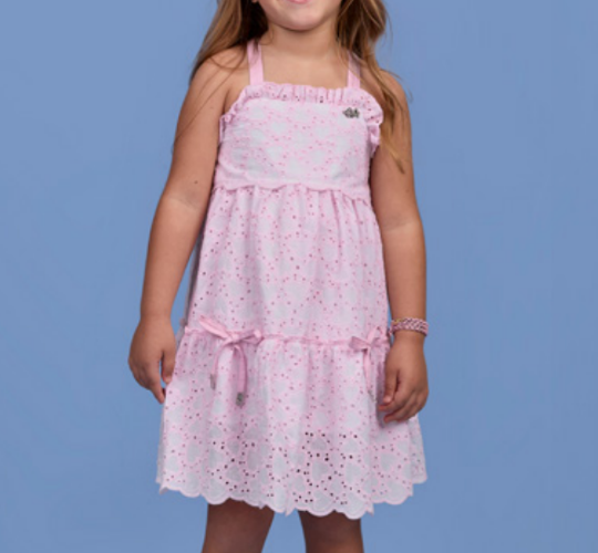 Vestido Infantil Laise Coração Rosa - Gabriela Aquarela