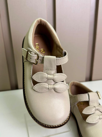 Sapato Infantil Couro Daminha Ingrid Off White  - Gracia