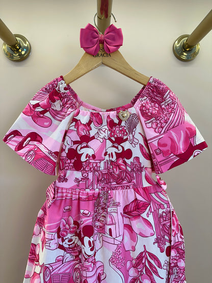 Vestido Infantil Barrado Minnie - Animê