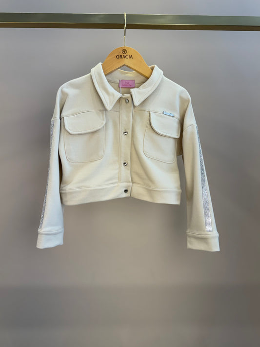 Casaco Infantil Strass Lateral Bege - Luluzinha