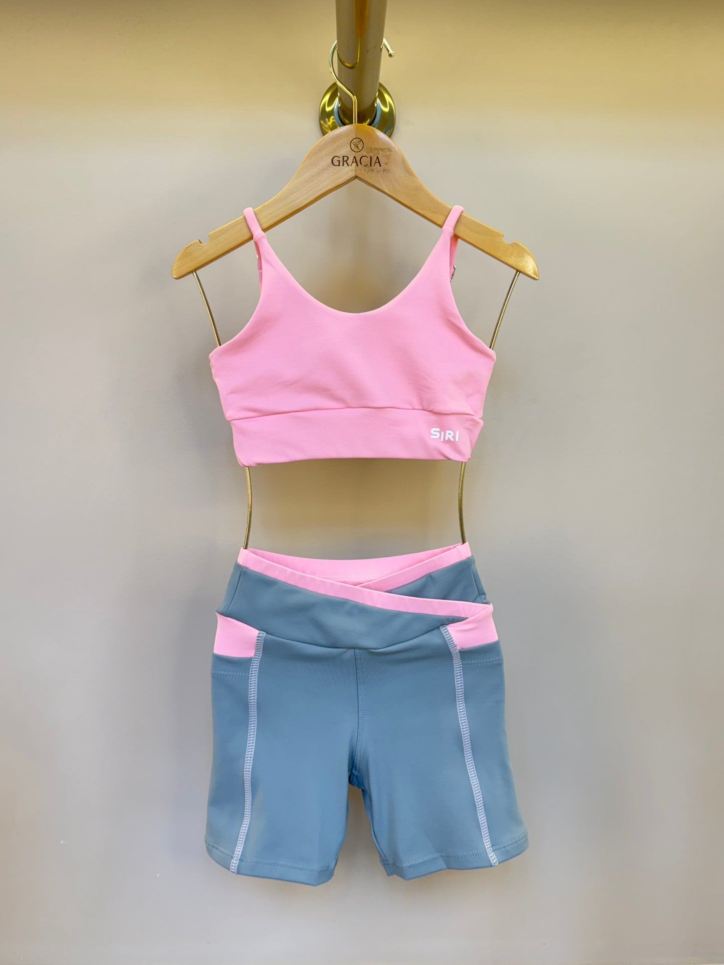 Conjunto Infantil Top Sara Ballet Rosa e Bermuda Sara Ballet Cinza - Siri Sport