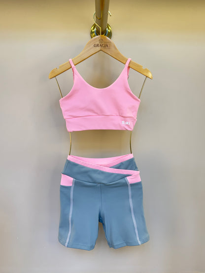 Conjunto Infantil Top Sara Ballet Rosa e Bermuda Sara Ballet Cinza - Siri Sport