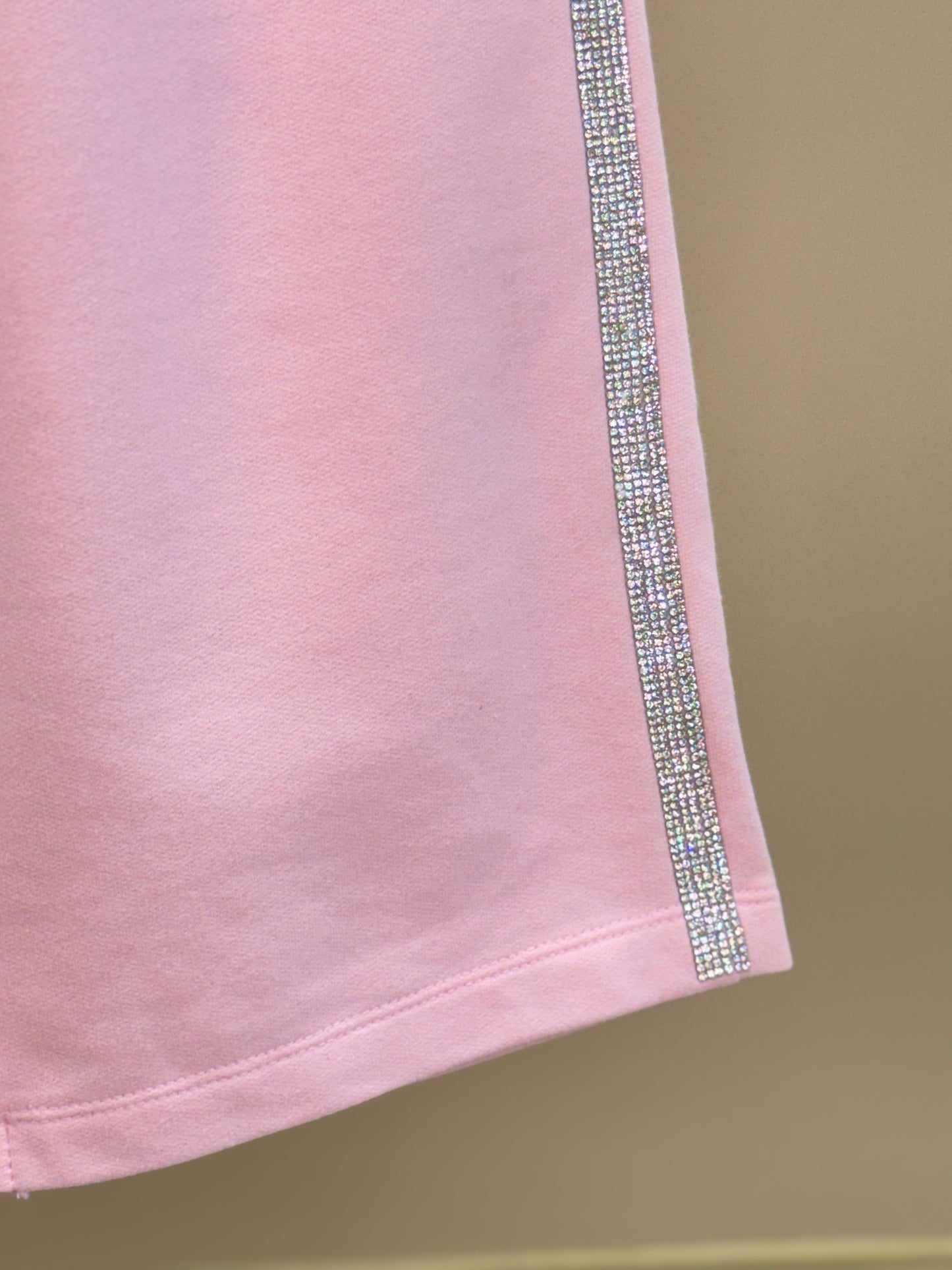 Calça Infantil Wide Leg Lateral Glitter Rosa - Luluzinha
