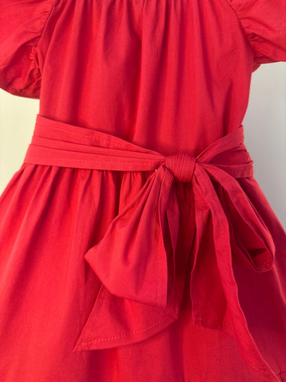 Vestido Infantil Amarração Laço Bordado Paetê - Momi