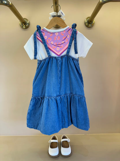 Salopete Infantil Jeans Saia Balonê - Momi