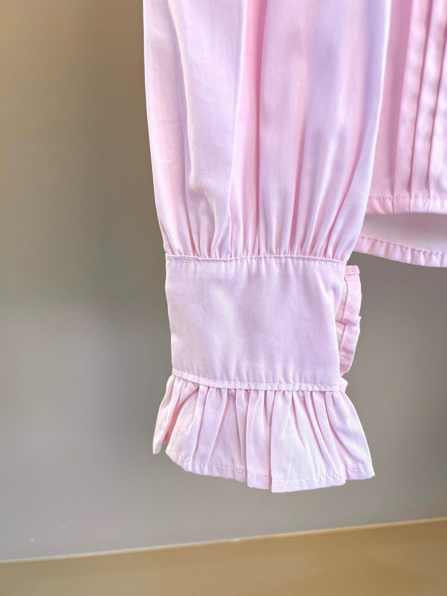 Camisa Infantil Algodão Babadinhos Punho Pregas Rosa - Luluzinha