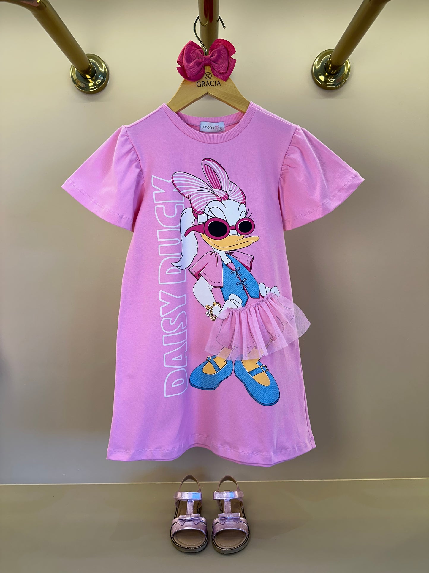 Vestido Infantil Estampa Daisy Duck Saia de Tule - Momi