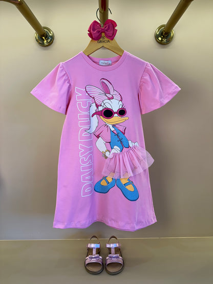 Vestido Infantil Estampa Daisy Duck Saia de Tule - Momi