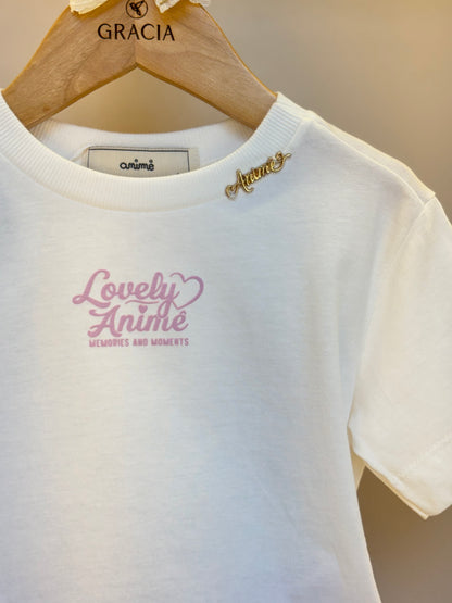 Conjunto Infantil Blusa Lovely e Shorts-Saia Lenço -  Animê