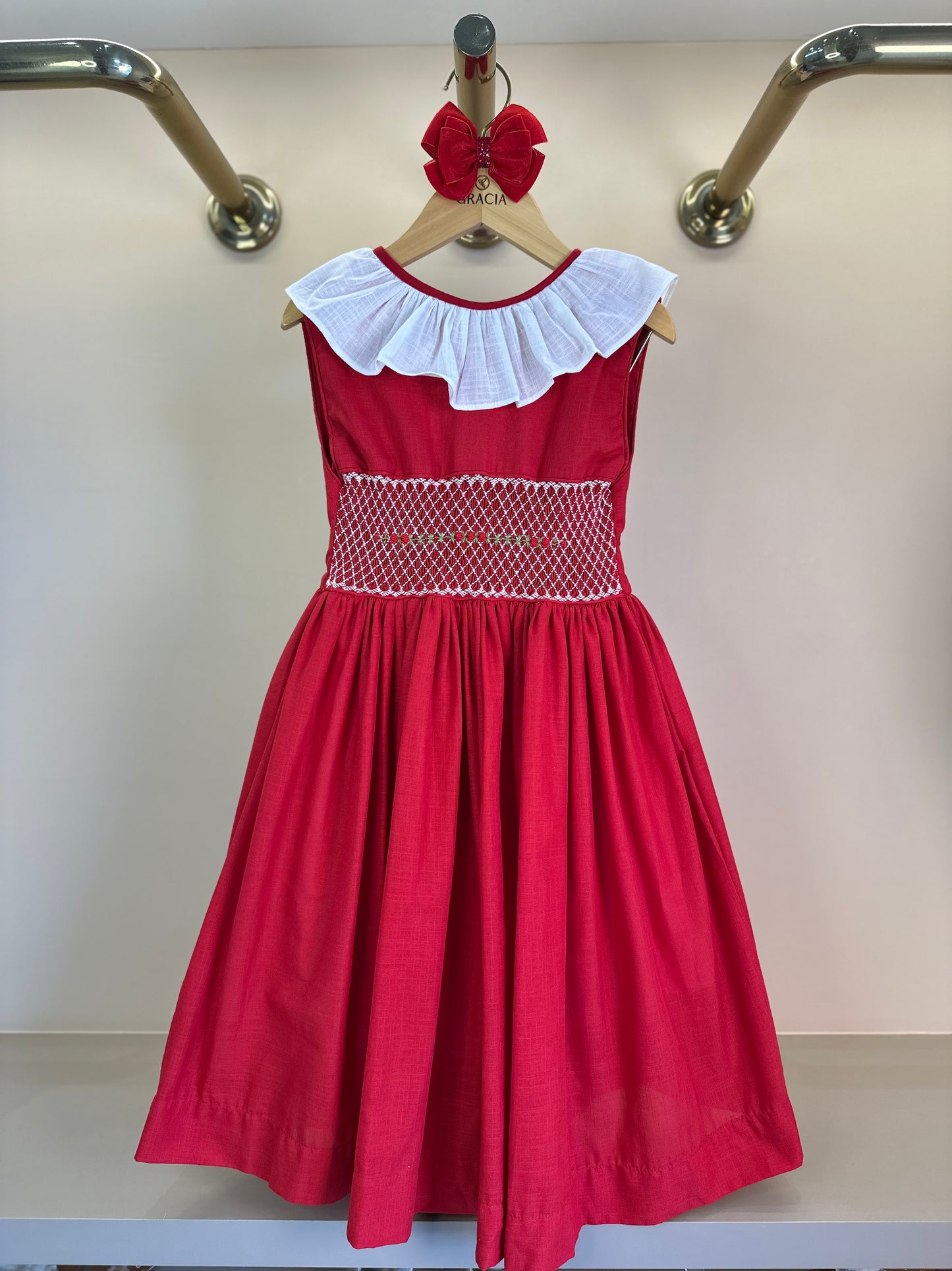 Vestido Infantil Clássico Algodão Isaura Vermelho - Gracia