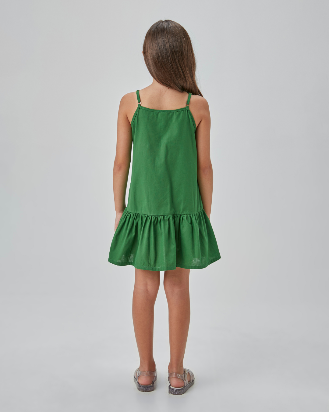 Vestido Infantil Jumper Tricoline com Laço Verde - Beabá