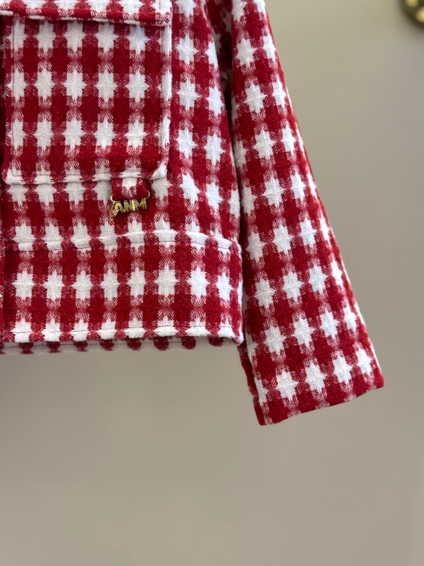 Casaco Infantil Conceito Tweed Xadrez Vermelho - Animê
