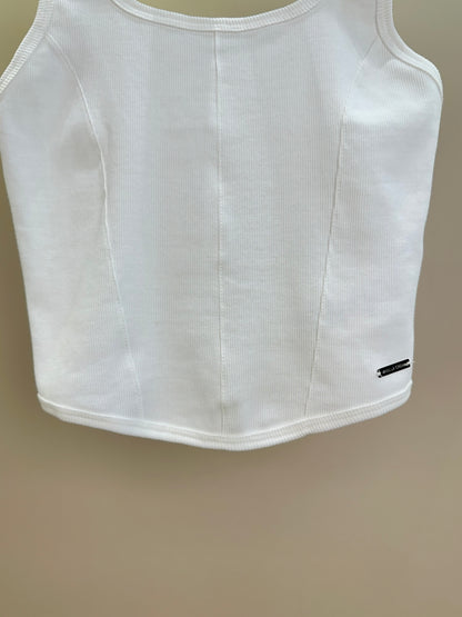 Blusa Teen Cropped Off White e Preto - Vanilla Cream