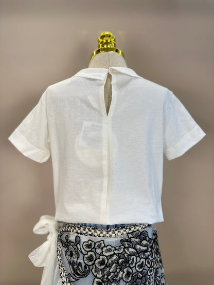 Conjunto Infantil Blusa Golinha Gravata Strass Pérola e Calça Jeans Lenço Bordado - Animê