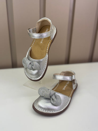 Sandália Infantil Ciranda Laço Argent Prata - Petit Cheval