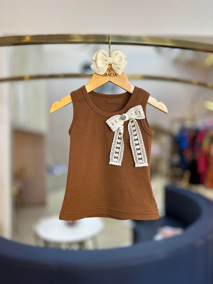 Conjunto Infantil Conceito Blusa Laço Renda e Saia Midi Tule Babados - Pituchinhus