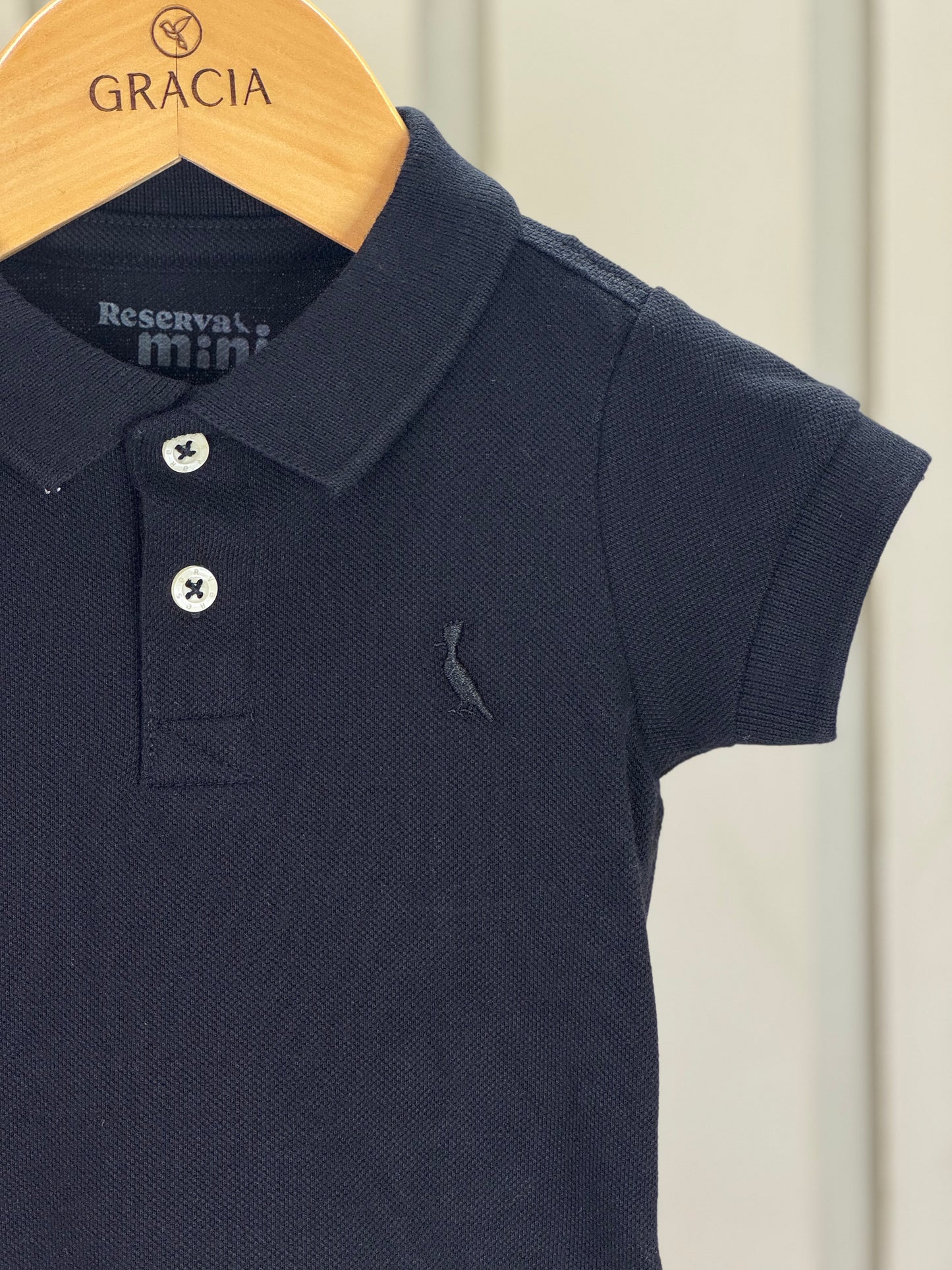 Polo Bebê Piquet Básica Preta - Reserva Mini