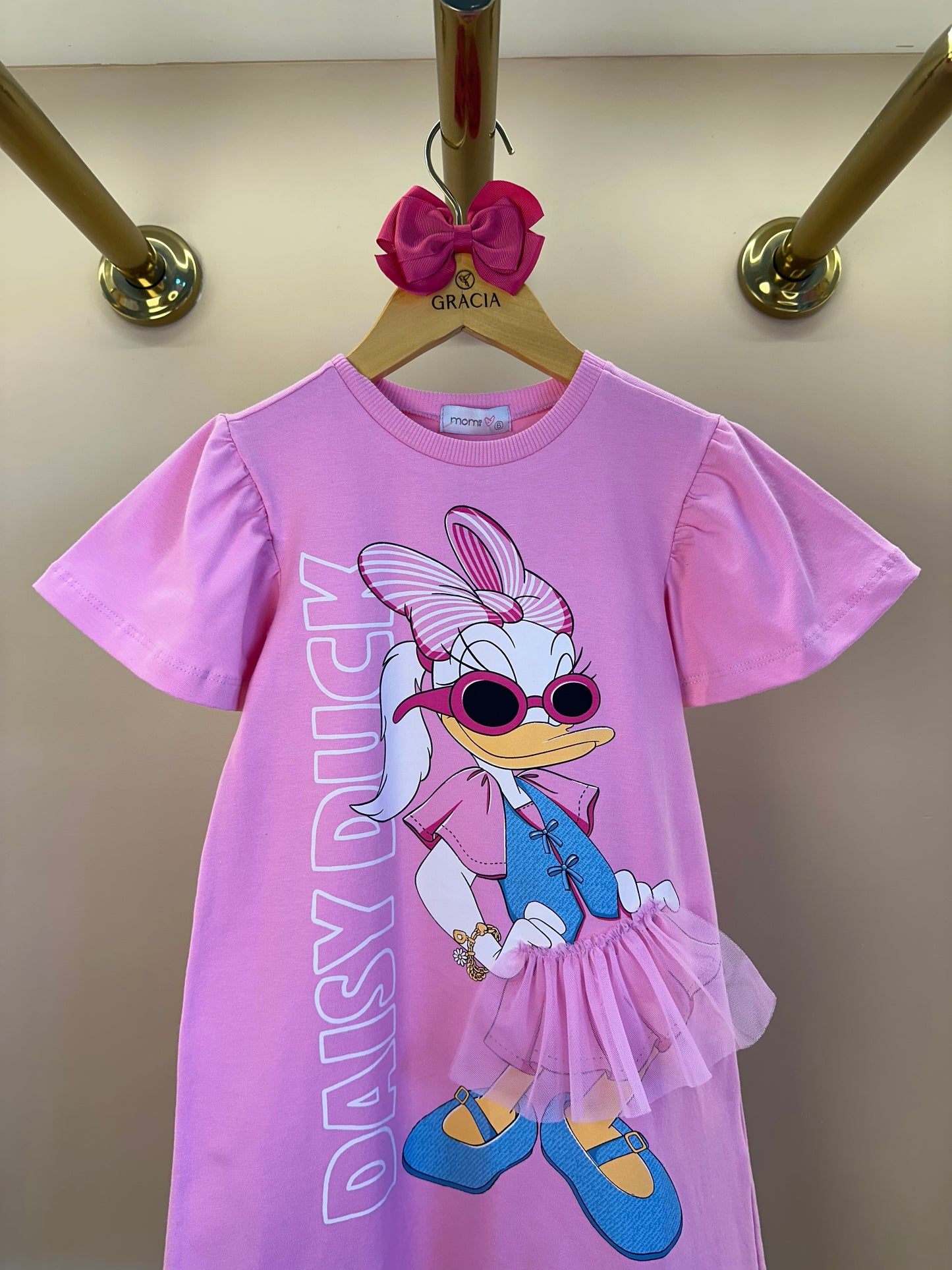 Vestido Infantil Estampa Daisy Duck Saia de Tule - Momi