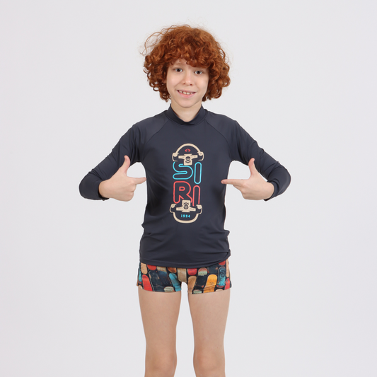 Conjunto Infantil Blusa Proteção UV e Sunga Lucca Skate - Siri Kids PRÉ-VENDA