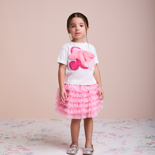 Conjunto Infantil Blusa Mickey & Minnie e Saia Tutu Tule Rosa Blossom - Animê
