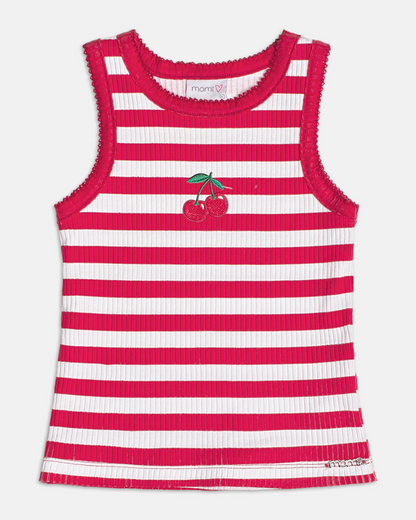 Conjunto Infantil Regata Patch Cerejinha e Shorts Vermelho - Momi