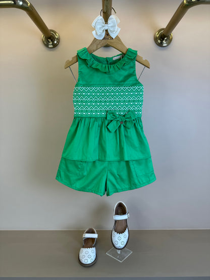Conjunto Infantil Algodão Bordado Laço Verde - Petit Cherie