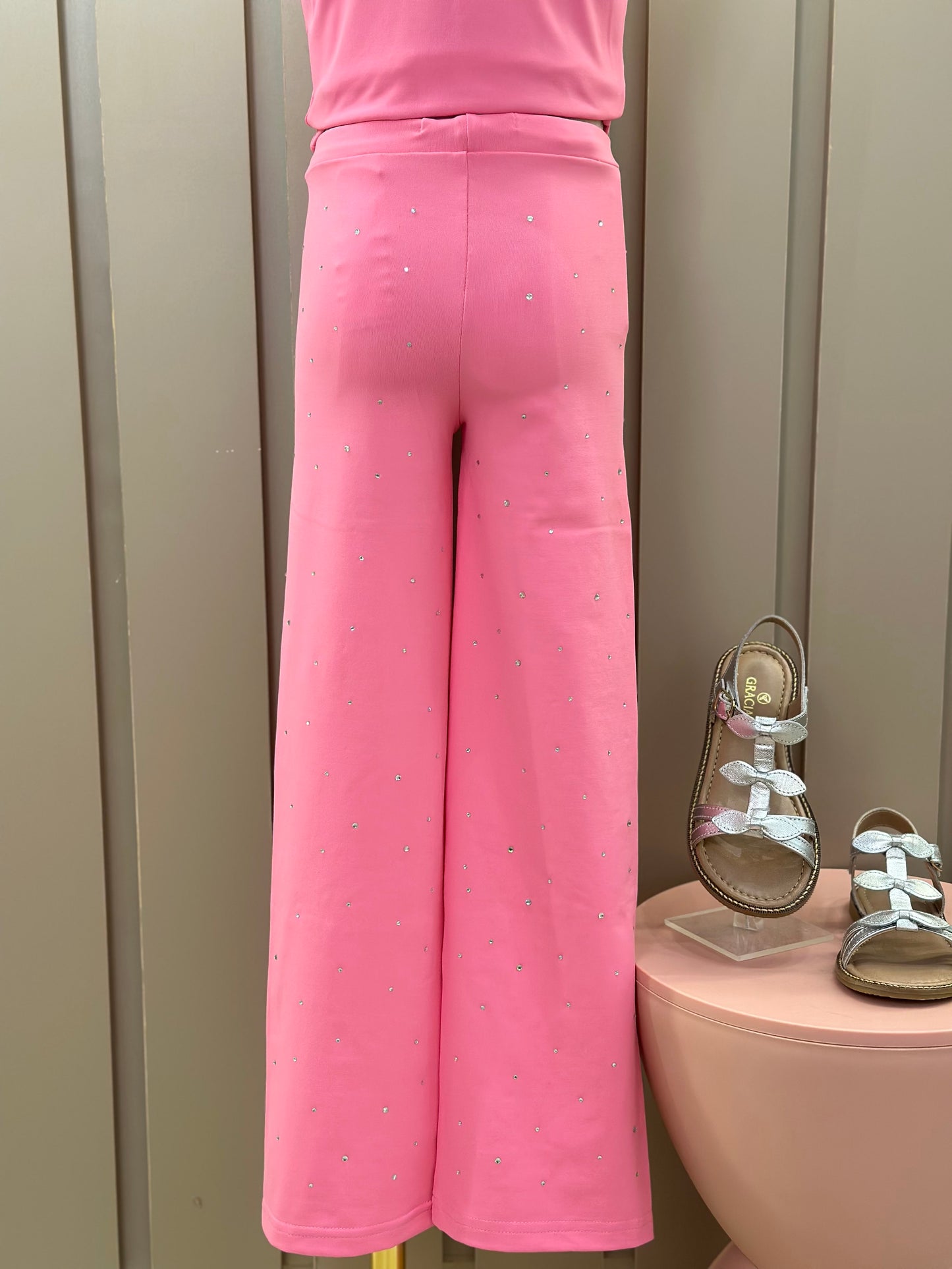 Conjunto Infantil Blusa Light Cristais Barbie e Calça Reta Light Cristais Barbie Rosa Pop Pink - Pituchinhus