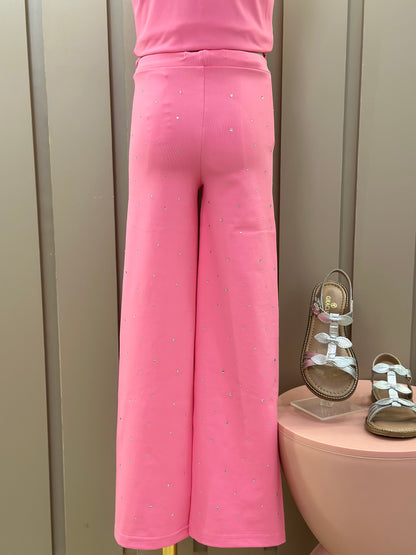 Conjunto Infantil Blusa Light Cristais Barbie e Calça Reta Light Cristais Barbie Rosa Pop Pink - Pituchinhus