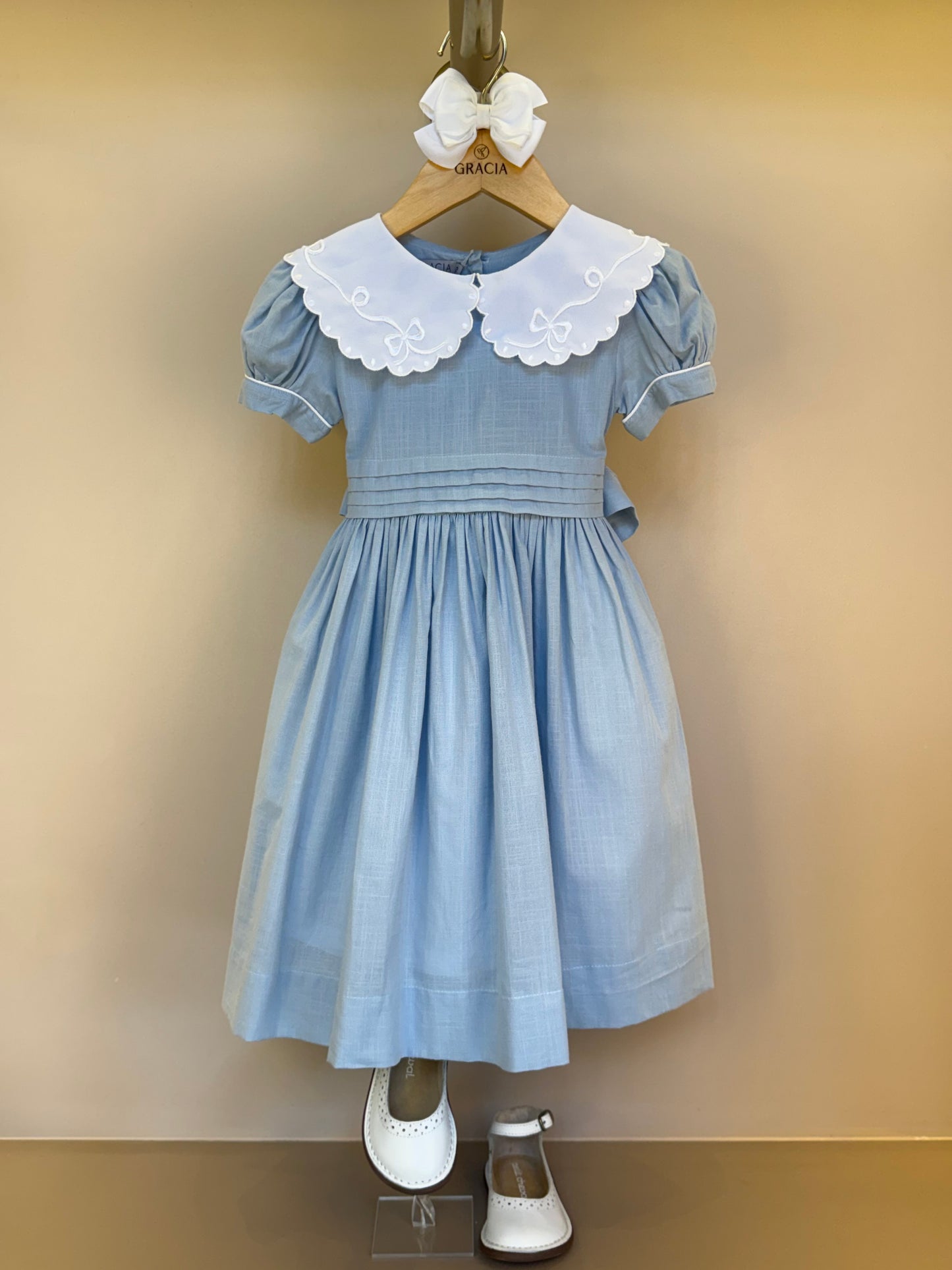 Vestido Infantil Clássico Algodão Glória Cambraia Orgânica Azul -  Gracia