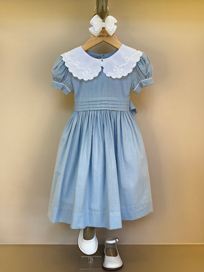 Vestido Infantil Clássico Algodão Glória Cambraia Orgânica Azul -  Gracia