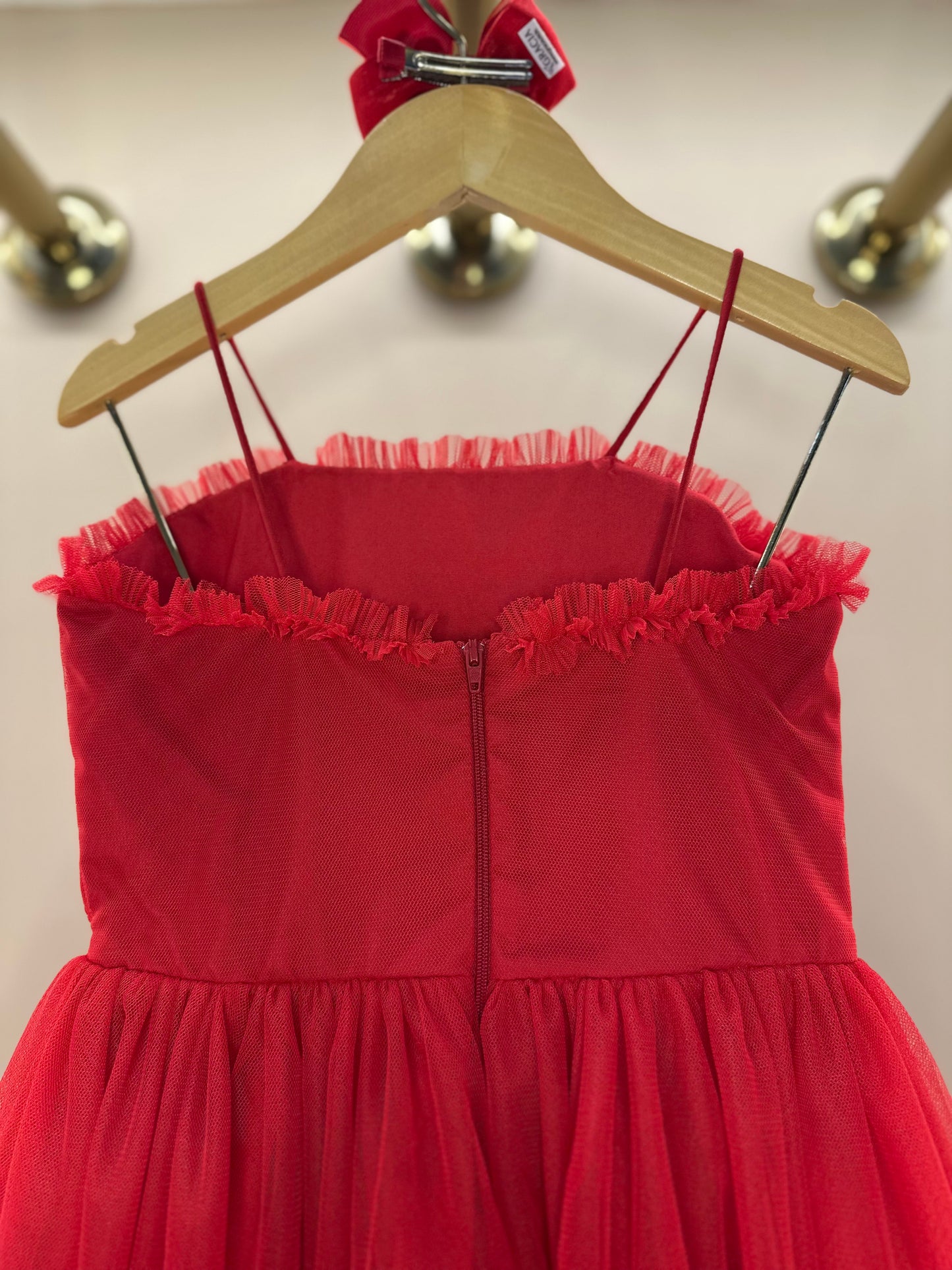 Vestido Infantil Laços Bordados Vermelho - Petit Cherie