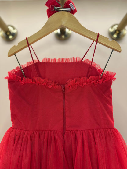 Vestido Infantil Laços Bordados Vermelho - Petit Cherie