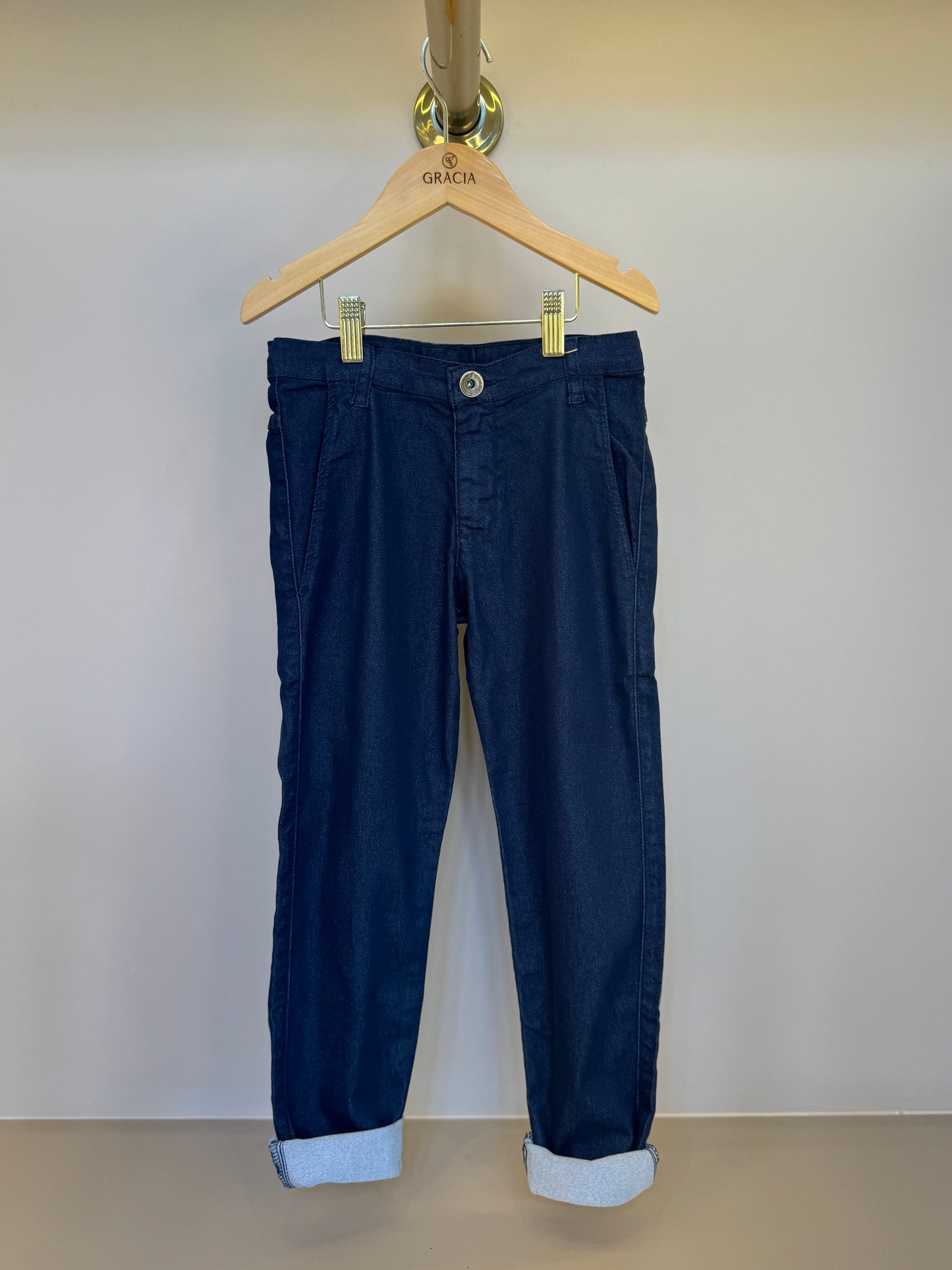 Calça social skinny de sarja marinho - Dame