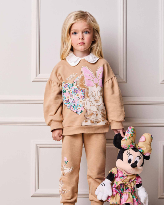 Conjunto Infantil Casaco e Calça de Moletom Minnie Flores - Animê