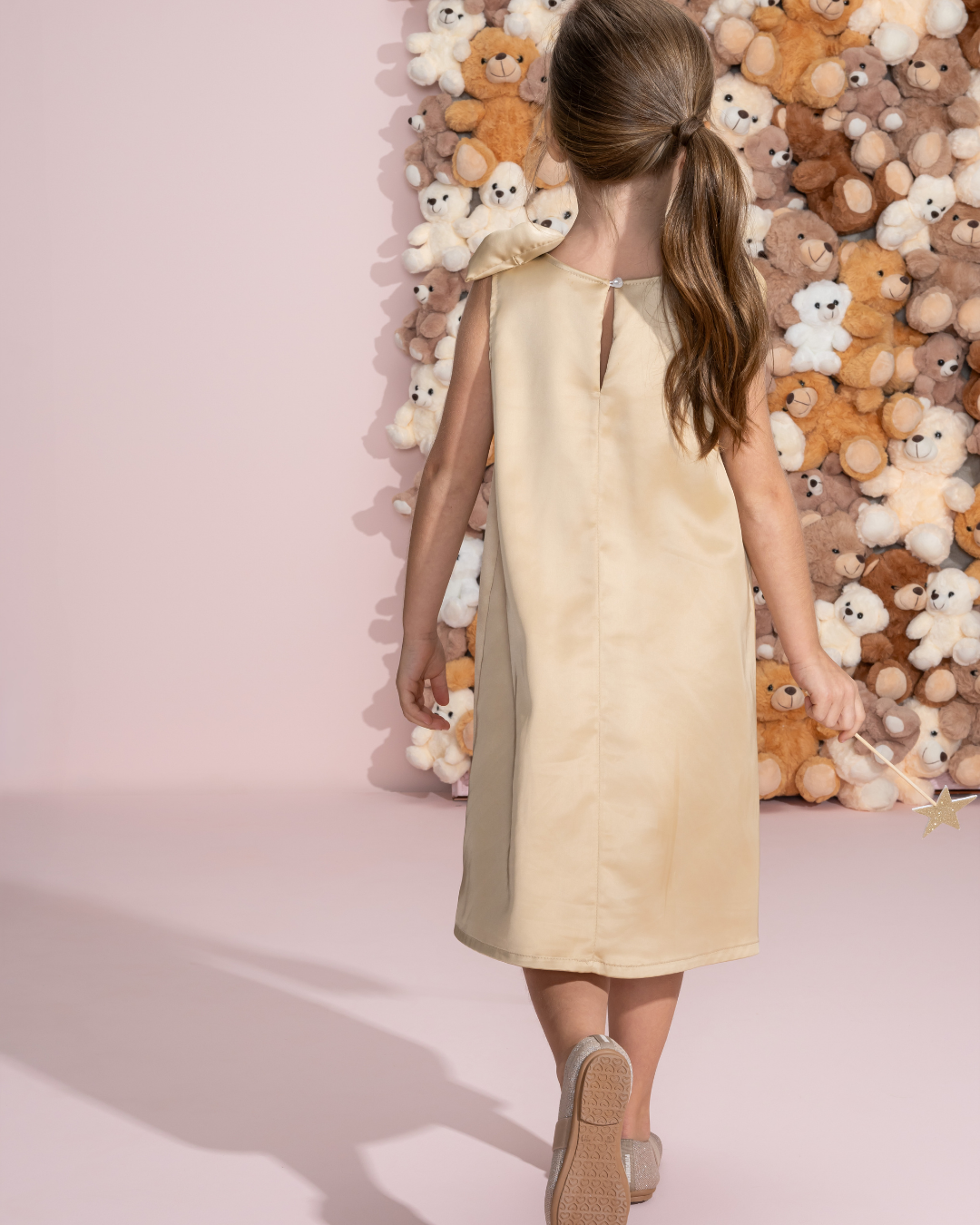 Vestido Infantil Festa Laço Puffer com Pérolas - Pituchinhus